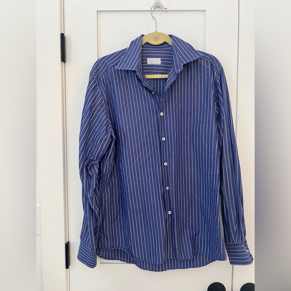 Prada Blue Striped Men's Shirt